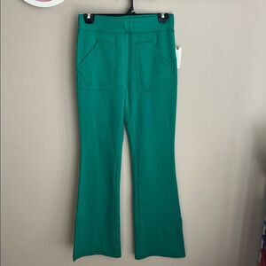 Maeve by Anthropologie Eve Ponte Knit Flare pull on stretch pants, green XS NWT